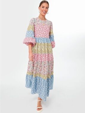 Hyacinth House Multi Floral Long Sleeve August Maxi Dress | M
